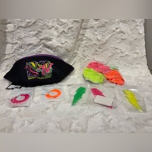 MTV Bag with Neon Accents, hair scrunchies and earrings.